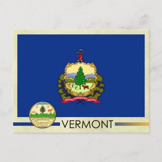 Staatsflagge und Siegel von Vermont Postkarte (Vorderseite)