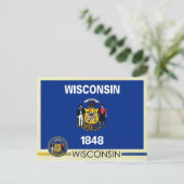 Staatsflagge und Siegel von Wisconsin Postkarte (Stehend Vorderseite)