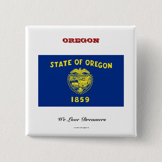Staatsflagge und Slogan von Oregon Button (Vorderseite)