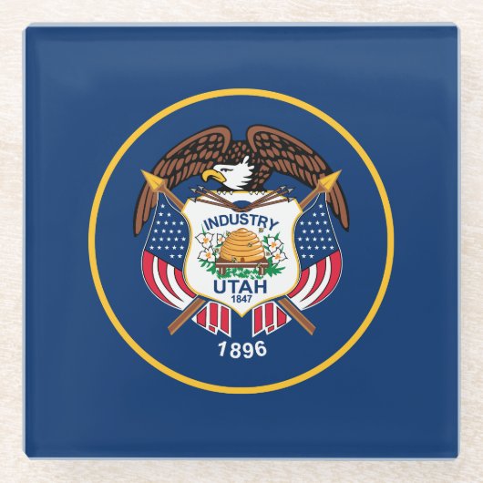 Staatsflagge Utah Glasuntersetzer (Vorderseite)
