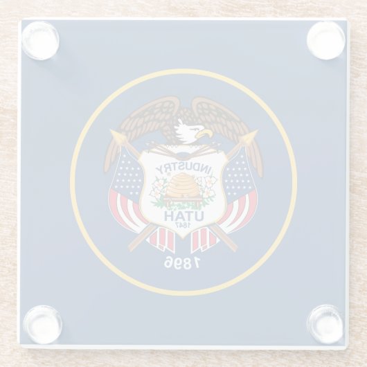 Staatsflagge Utah Glasuntersetzer (Rückseite)