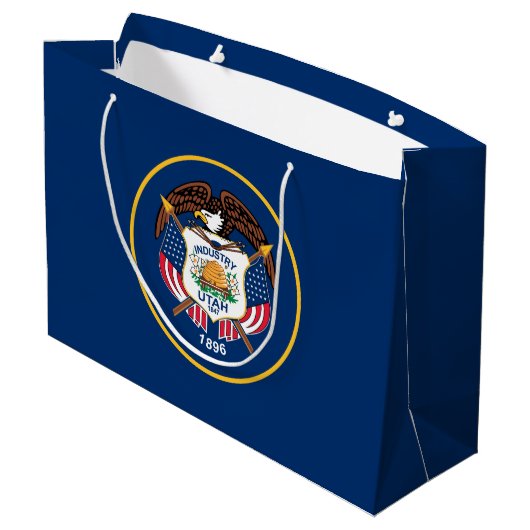 Staatsflagge Utah Große Geschenktüte (Rückseite Schrägansicht)