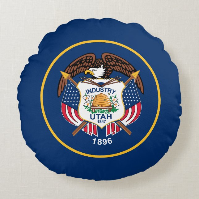 Staatsflagge Utah Rundes Kissen (Vorderseite)