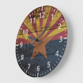 Staatsflagge von Arizona auf Altholzkorn Große Wanduhr (Winkel)