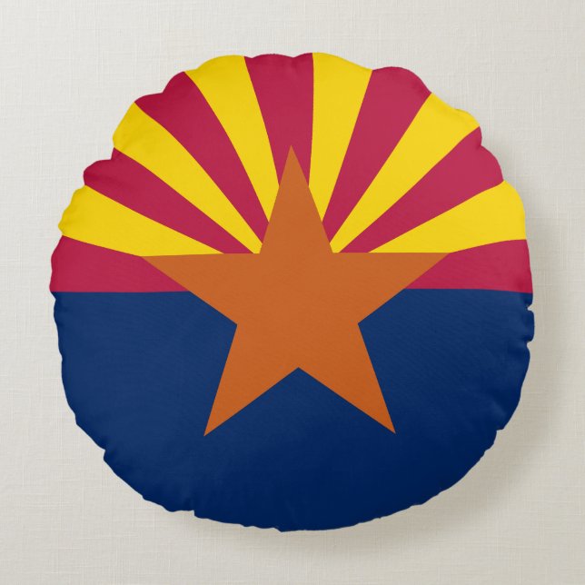 Staatsflagge von Arizona Rundes Kissen (Vorderseite)