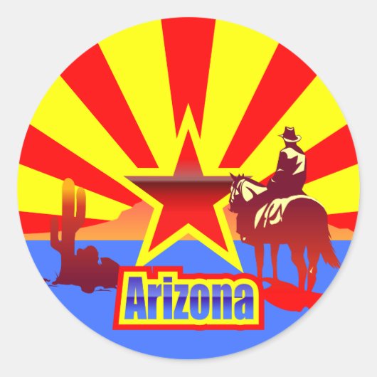 Staatsflagge von Arizona Vintag Zeichnend Runder Aufkleber (Vorderseite)