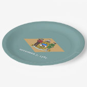 Staatsflagge von Delaware (DE, USA) Pappteller (Schrägansicht)
