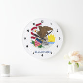 Staatsflagge von Illinois Große Wanduhr (Zuhause)