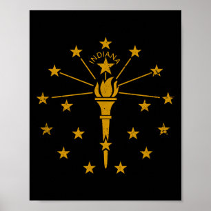 Staatsflagge von Indiana Vintage Cool Distressed Poster