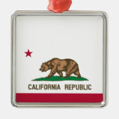 Staatsflagge von Kalifornien Silbernes Ornament (Vorne)