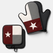 Staatsflagge von Maroon und Grau Texas Ofenhandschuh & Topflappen-Set (Vorderseite/Rückseite)