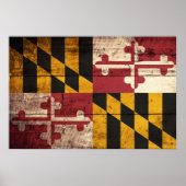 Staatsflagge von Maryland auf Altholzkörnern Poster (Vorne)