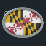 Staatsflagge von Maryland Ovale Gürtelschnalle<br><div class="desc">Patriotische Maryland-Staatsflagge.</div>