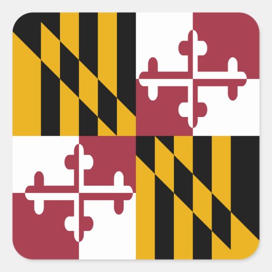 Staatsflagge von Maryland Quadratischer Aufkleber (Vorderseite)