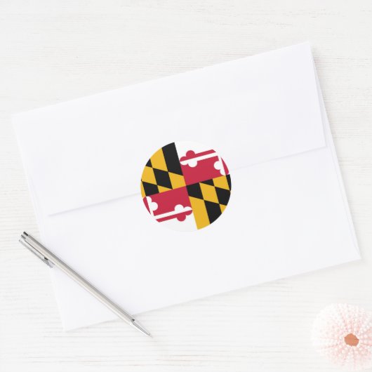 Staatsflagge von Maryland Runder Aufkleber (Umschlag)