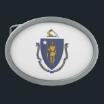Staatsflagge von Massachusetts Ovale Gürtelschnalle<br><div class="desc">Patriotic Massachusetts Staatsflagge.</div>