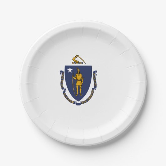 Staatsflagge von Massachusetts Pappteller (Vorderseite)