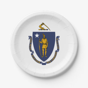 Staatsflagge von Massachusetts Pappteller