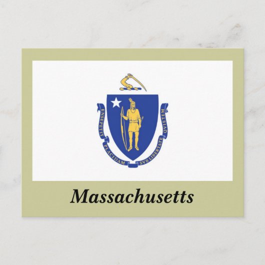 Staatsflagge von Massachusetts Postkarte (Vorderseite)
