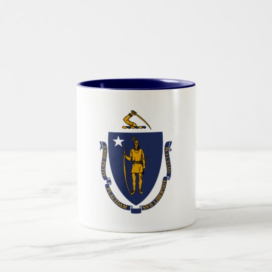 Staatsflagge von Massachusetts Zweifarbige Tasse (Mittel)