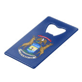 Staatsflagge von Michigan Geldbeutel Flaschenöffner (Vorderseite Schrägansicht)