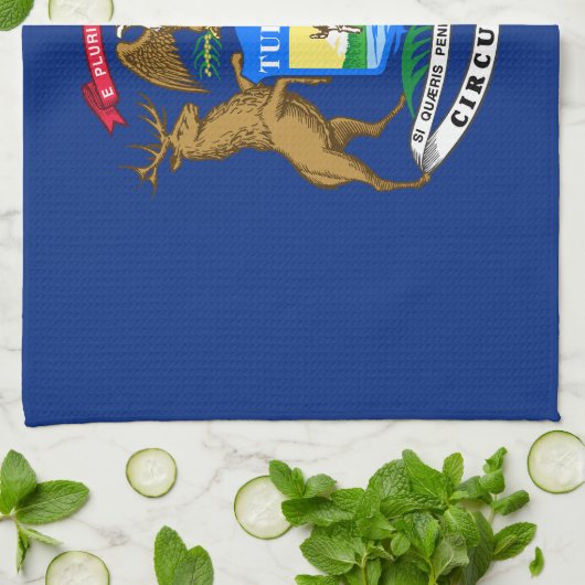 Staatsflagge von Michigan Geschirrtuch (Gefaltet)