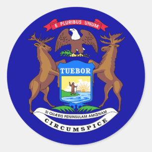 Staatsflagge von Michigan Runder Aufkleber