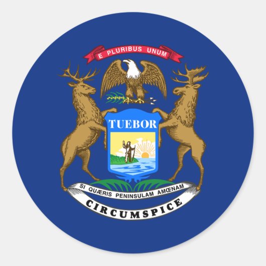 Staatsflagge von Michigan Runder Aufkleber (Vorderseite)