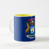 Staatsflagge von Michigan Zweifarbige Tasse (Vorderseite Links)