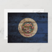 Staatsflagge von Minnesota auf Altholzkörnern Postkarte (Vorne/Hinten)