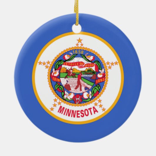 Staatsflagge von Minnesota Keramik Ornament (Hinten)