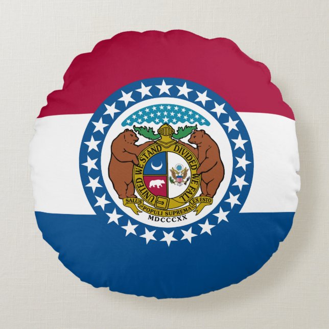 Staatsflagge von Missouri Rundes Kissen (Vorderseite)