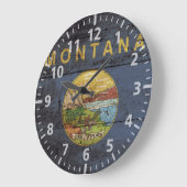 Staatsflagge von Montana auf Altholzkörnern Große Wanduhr (Winkel)