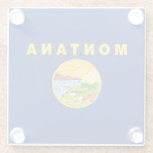 Staatsflagge von Montana Glasuntersetzer (Rückseite)