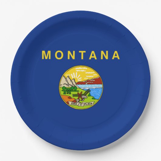 Staatsflagge von Montana Pappteller (Vorderseite)