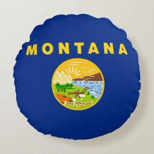 Staatsflagge von Montana Rundes Kissen