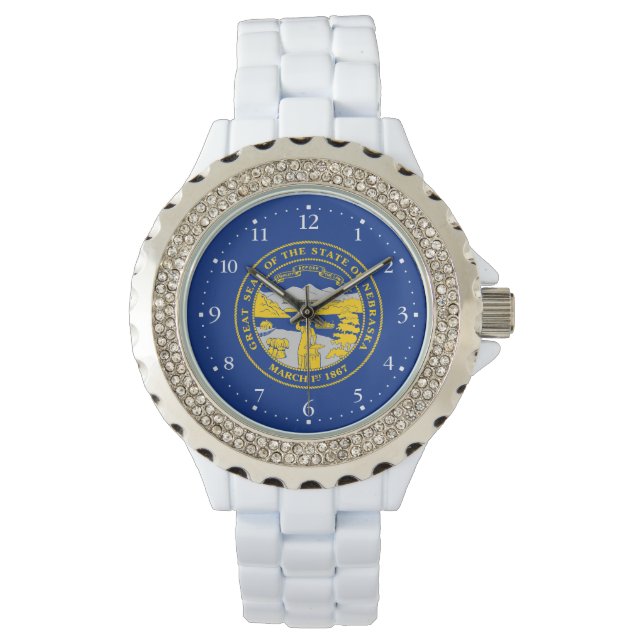 Staatsflagge von Nebraska Armbanduhr (Vorderseite)