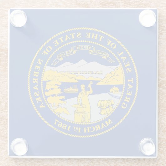 Staatsflagge von Nebraska Glasuntersetzer (Rückseite)