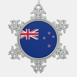 Staatsflagge von Neuseeland Schneeflocken Zinn-Ornament