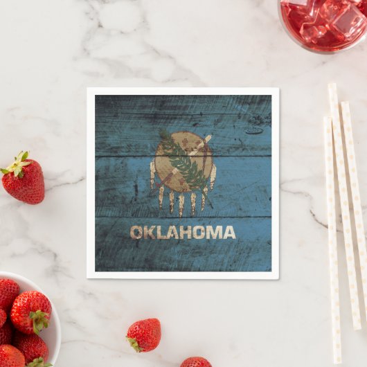 Staatsflagge von Oklahoma auf Altholzkorn Serviette (Beispiel)