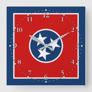 Staatsflagge von Tennessee Quadratische Wanduhr