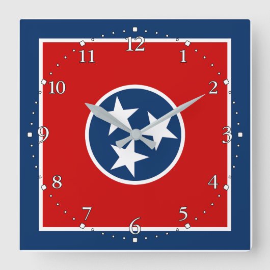 Staatsflagge von Tennessee Quadratische Wanduhr (Vorderseite)
