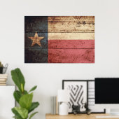 Staatsflagge von Texas auf Altholzkörnern Poster (Heimbüro)