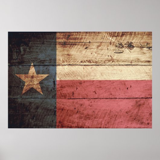 Staatsflagge von Texas auf Altholzkörnern Poster (Vorne)