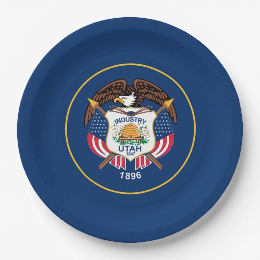 Staatsflagge von Utah Pappteller (Vorderseite)