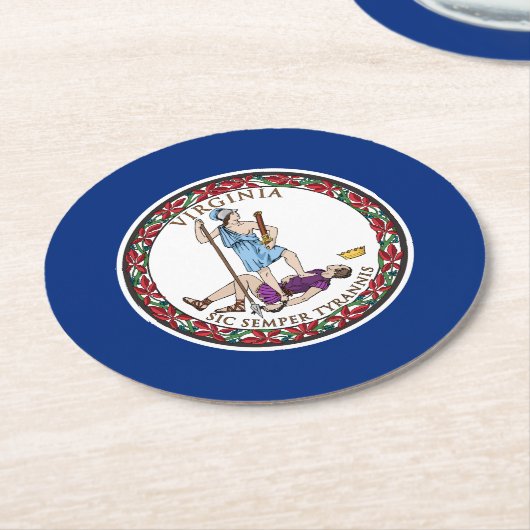 Staatsflagge von Virginia Runder Pappuntersetzer (Angewinkelt)