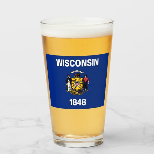Staatsflagge von Wisconsin Glas (Vorne (Gefüllt))