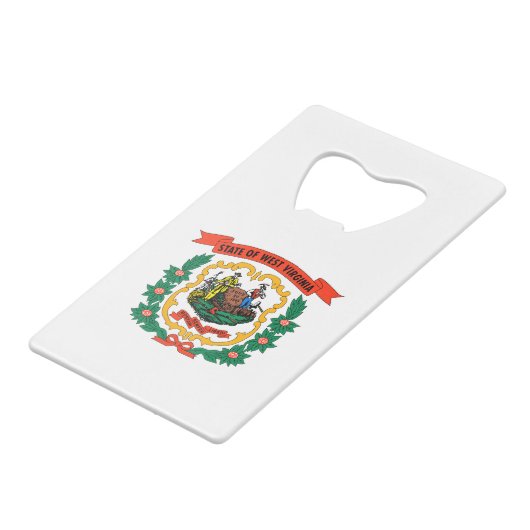 Staatsflagge West Virginia Geldbeutel Flaschenöffner (Rückseite Schrägansicht)