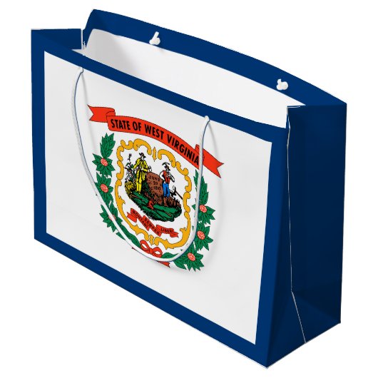 Staatsflagge West Virginia Große Geschenktüte (Rückseite Schrägansicht)