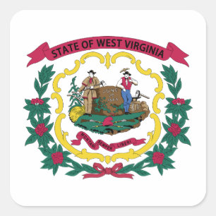 Staatsflagge West Virginia Quadratischer Aufkleber